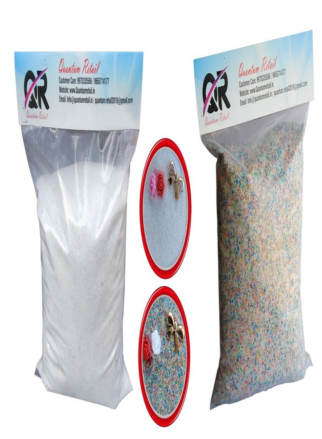Quantum Retail-Sugar Size Sand Gravel for Aquarium/Home & Garden/Lawn Decoration/Aquarium Substrate/Terrarium/Aquarium Sand for Fish Tank (450 GMS-White + 450 GMS-Multi Color Mix) - Image 3